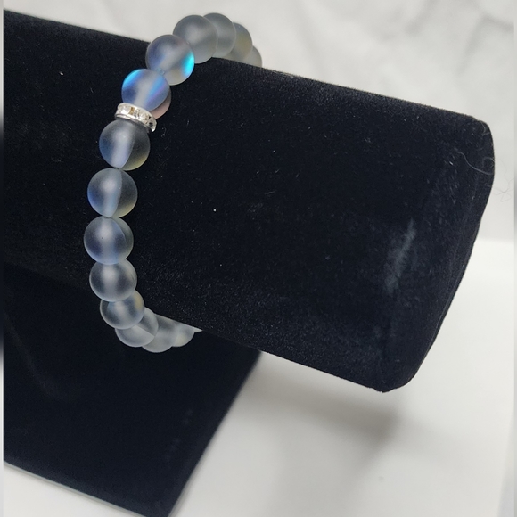 Matte Rainbow Black Mermaid beads stretch bracelet Rhinestones Design FreeSpirit - Picture 4 of 9